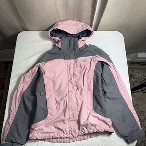 The North Face Hyvent Womens Hooded Windbreaker Jacket Size Small Pink & Gray